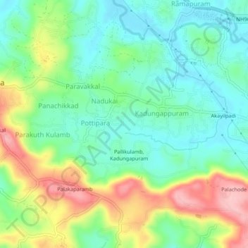 Carte topographique Chettiarangadi, altitude, relief