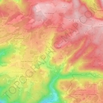 Carte topographique Brumbief, altitude, relief