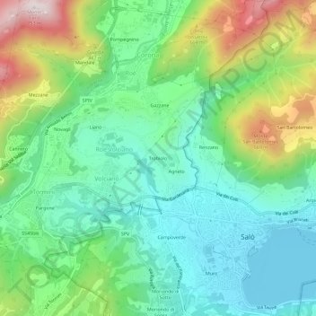 Carte topographique Trobiolo, altitude, relief