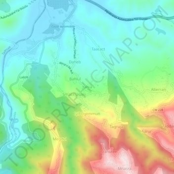 Carte topographique Yahia, altitude, relief