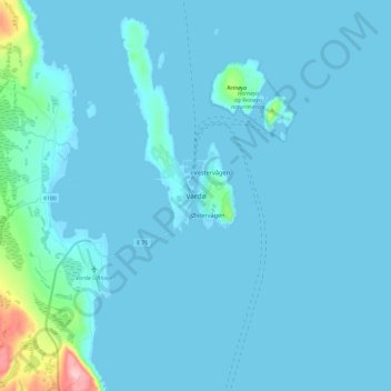 Carte topographique Vardø, altitude, relief