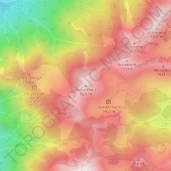 Carte topographique Seekarkreuz, altitude, relief