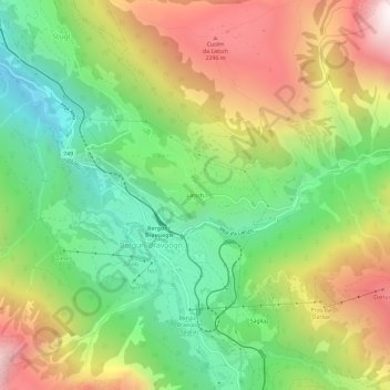 Carte topographique Latsch, altitude, relief