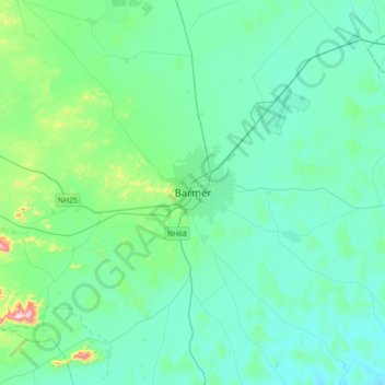 Carte topographique Barmer, altitude, relief