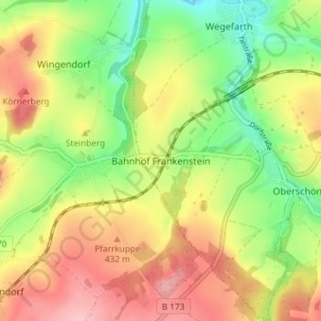 Carte topographique Bahnhof Frankenstein, altitude, relief