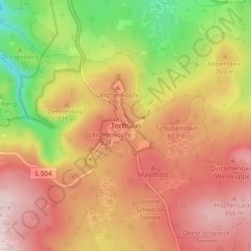 Carte topographique Torfhaus, altitude, relief