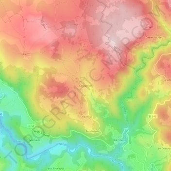 Carte topographique Cossanges, altitude, relief