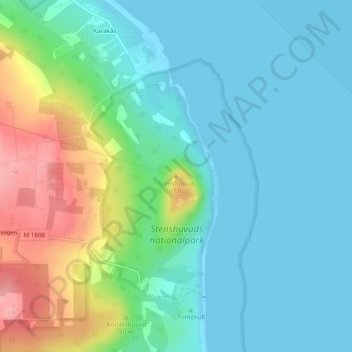 Carte topographique Stenshuvud, altitude, relief