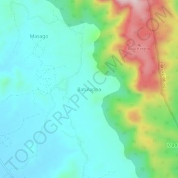 Carte topographique Batulappa, altitude, relief