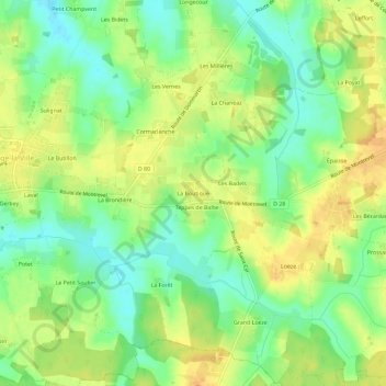 Carte topographique La Boutique, altitude, relief