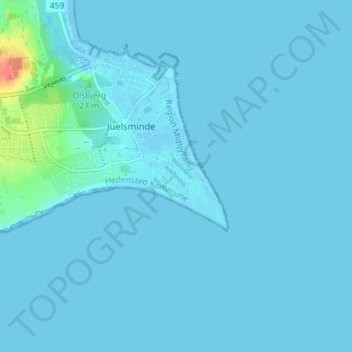 Carte topographique Strandhuse, altitude, relief