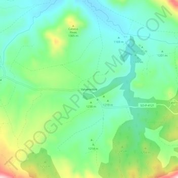 Carte topographique Valvenedizo, altitude, relief