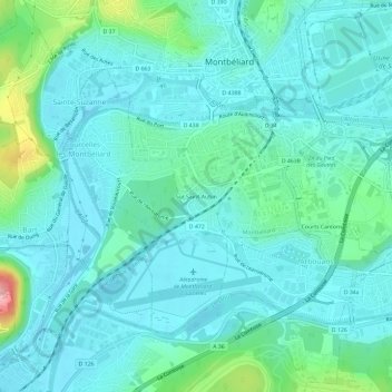 Carte topographique Sur Saint-Aubin, altitude, relief