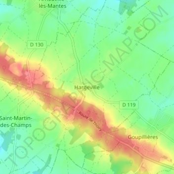 Carte topographique Hargeville, altitude, relief