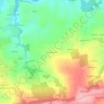 Carte topographique Kerandeurquet, altitude, relief