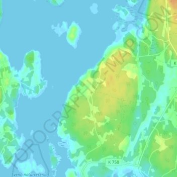 Carte topographique Bussevik, altitude, relief