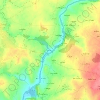 Carte topographique Montgiroux, altitude, relief