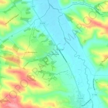 Carte topographique Goutemajou, altitude, relief