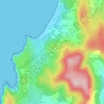Carte topographique Buxán, altitude, relief