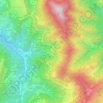 Carte topographique Trafficanti, altitude, relief