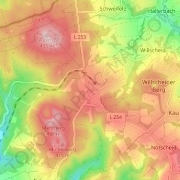 Carte topographique Kretzhaus, altitude, relief