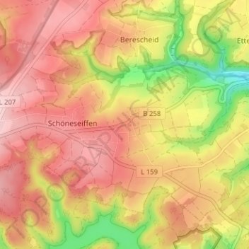 Carte topographique Harperscheid, altitude, relief