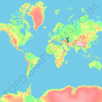 Carte topographique Pôle Nord, altitude, relief