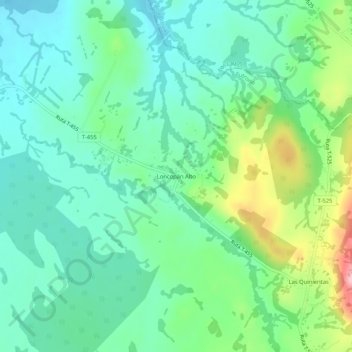 Carte topographique Loncopán Alto, altitude, relief
