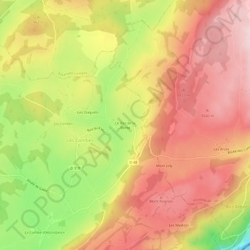 Carte topographique Le Bas de la Motte, altitude, relief