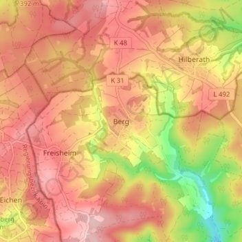 Carte topographique Berg, altitude, relief