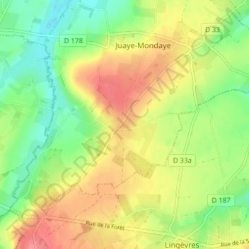 Carte topographique Bernières-Bocage, altitude, relief