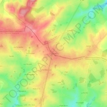 Carte topographique Le Brolet, altitude, relief