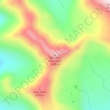 Carte topographique Missouri Mountain, altitude, relief