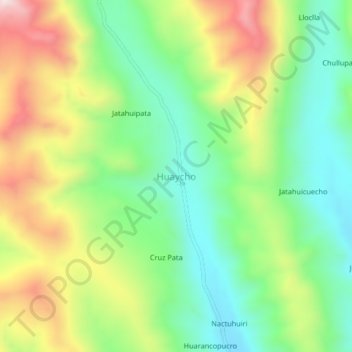 Carte topographique Huaycho, altitude, relief