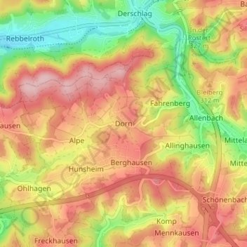 Carte topographique Dorn, altitude, relief