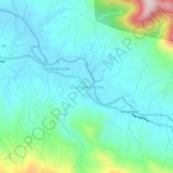 Carte topographique Chungakkunnu, altitude, relief