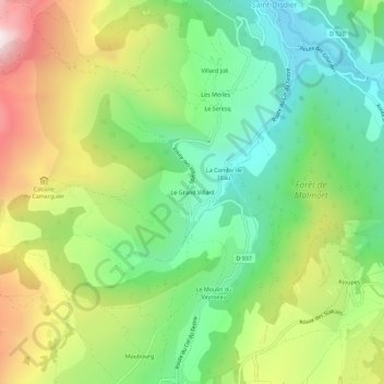 Carte topographique Le Grand Villard, altitude, relief
