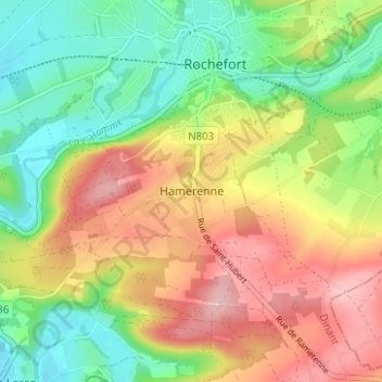 Carte topographique Hamerenne, altitude, relief