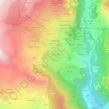 Carte topographique Champagnod, altitude, relief