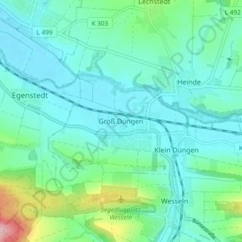 Carte topographique Groß Düngen, altitude, relief