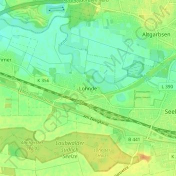 Carte topographique Lohnde, altitude, relief