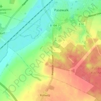 Carte topographique Ruhleben, altitude, relief