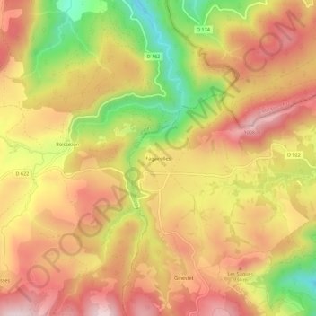 Carte topographique Fagairolles, altitude, relief