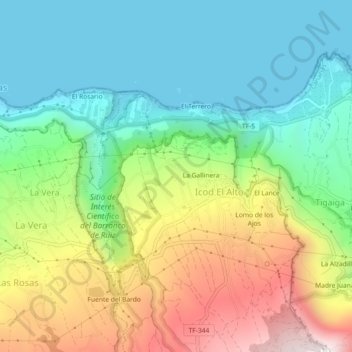 Carte topographique El Mazapé, altitude, relief