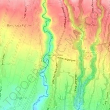 Carte topographique Kedewatan, altitude, relief