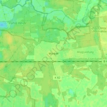 Carte topographique Winkel, altitude, relief
