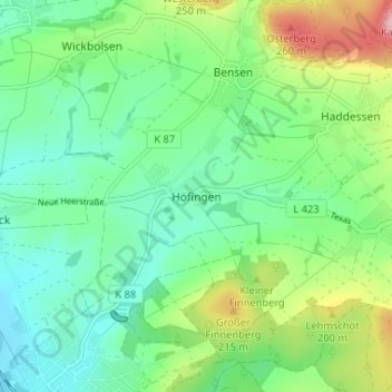 Carte topographique Höfingen, altitude, relief
