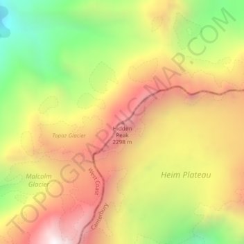 Carte topographique Hidden Peak, altitude, relief