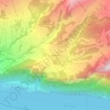 Carte topographique Arvenbüel, altitude, relief