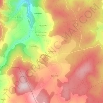 Carte topographique Pompeyrin, altitude, relief